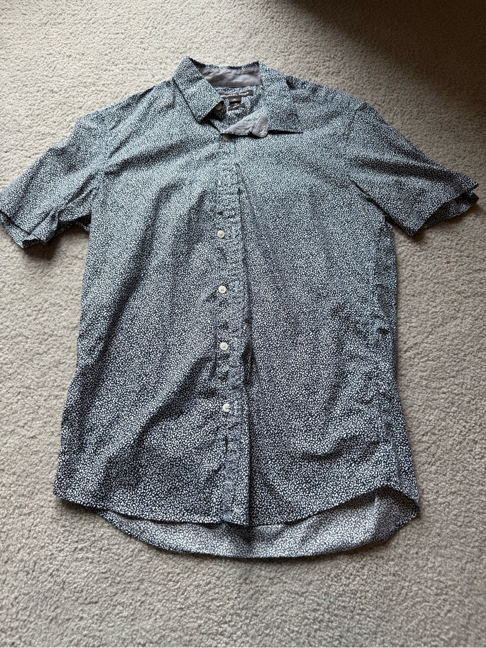 Michael Kors Men's Short Sleeve Button-Down Shirt - Black & White Micro Print